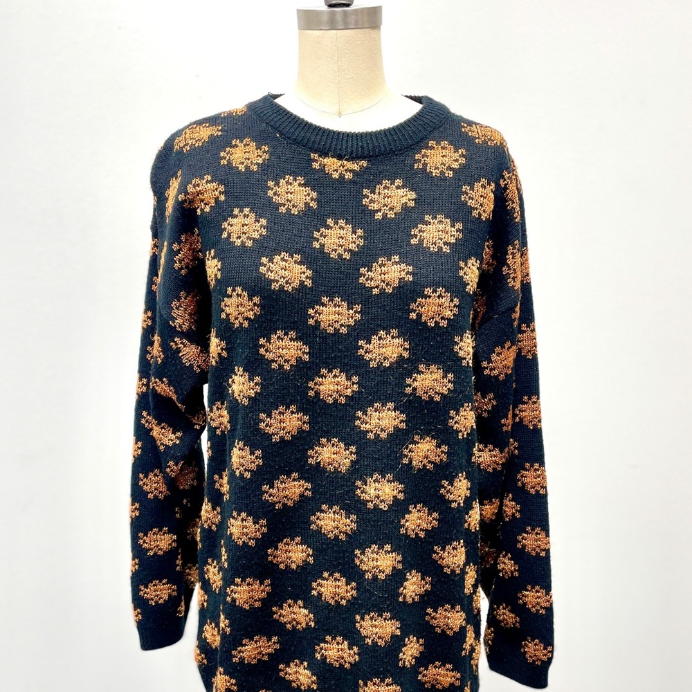 Vintage 80s Amanda Smith Black and Metallic Copper Sweater